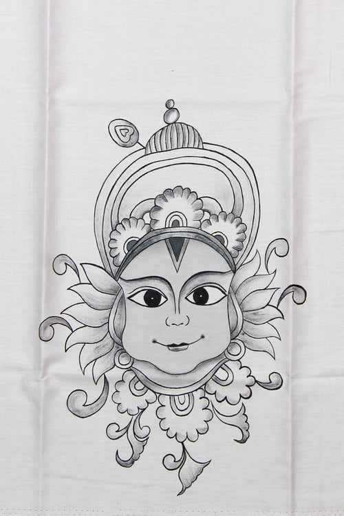 Off White Hand Painted Cotton Silk Blouse Fabric ( 1 Mtr ) - Luxurion World