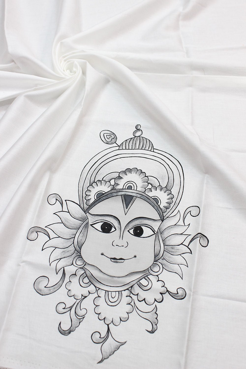 Off White Hand Painted Cotton Silk Blouse Fabric ( 1 Mtr ) - Luxurion World