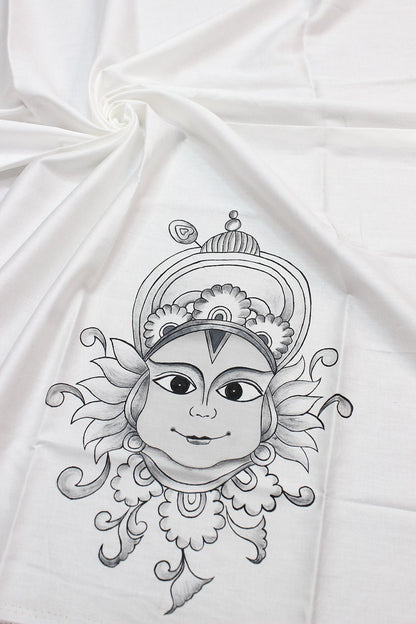 Off White Hand Painted Cotton Silk Blouse Fabric ( 1 Mtr ) - Luxurion World