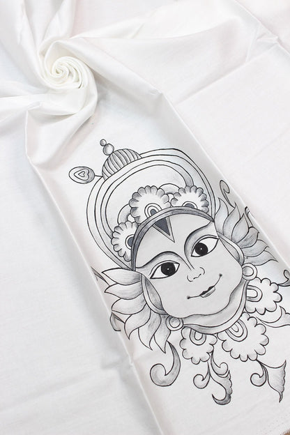 Off White Hand Painted Cotton Silk Blouse Fabric ( 1 Mtr ) - Luxurion World