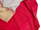 Off White Handloom Banarasi Pure Katan Silk Saree - Luxurion World