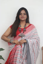 Off White Handloom Bengal Cotton Saree - Luxurion World