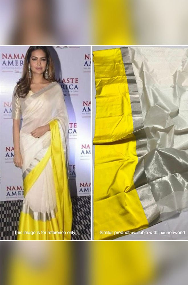 Off White Handloom Chanderi Cotton Silk Saree - Luxurion World