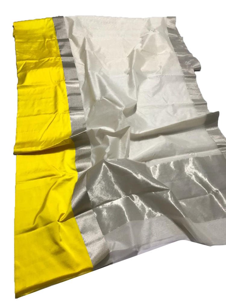 Off White Handloom Chanderi Cotton Silk Saree - Luxurion World