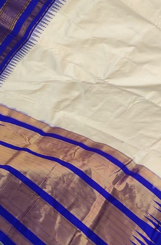 Off White Ilkal Pure Silk Saree - Luxurion World