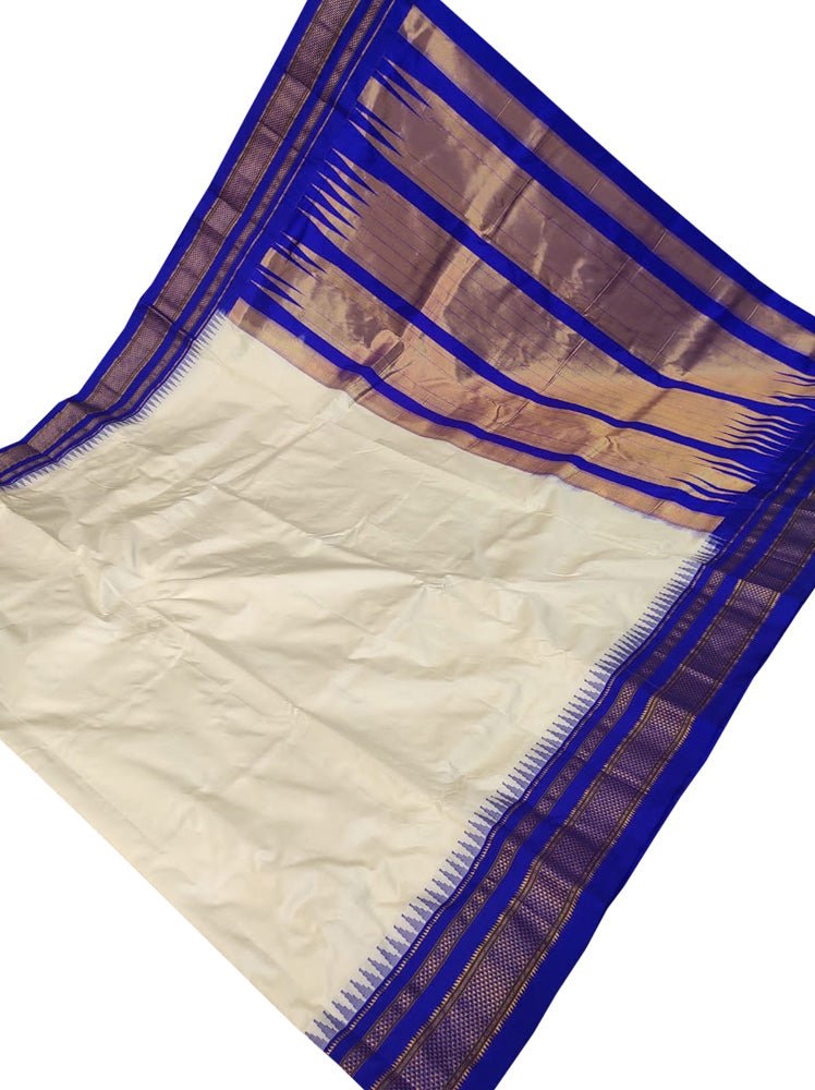 Off White Ilkal Pure Silk Saree - Luxurion World