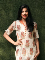 Off-White Mughal Print Stitched Kurta - Luxurion World