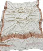 Off White Plain Embroidered Kashmiri Tila Work Crepe Saree - Luxurion World