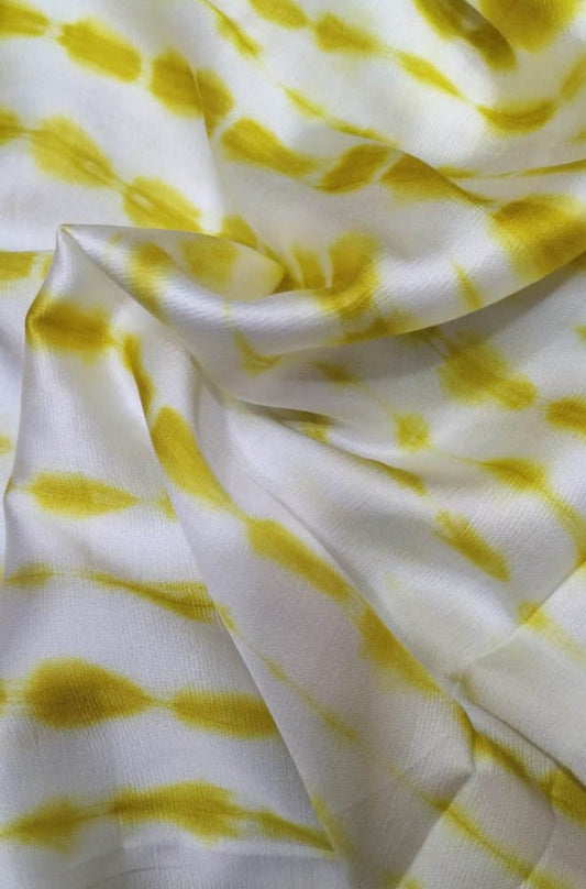 Off White Trendy Tie And Dye Modal Silk Fabric (  1 Mtr ) - Luxurion World