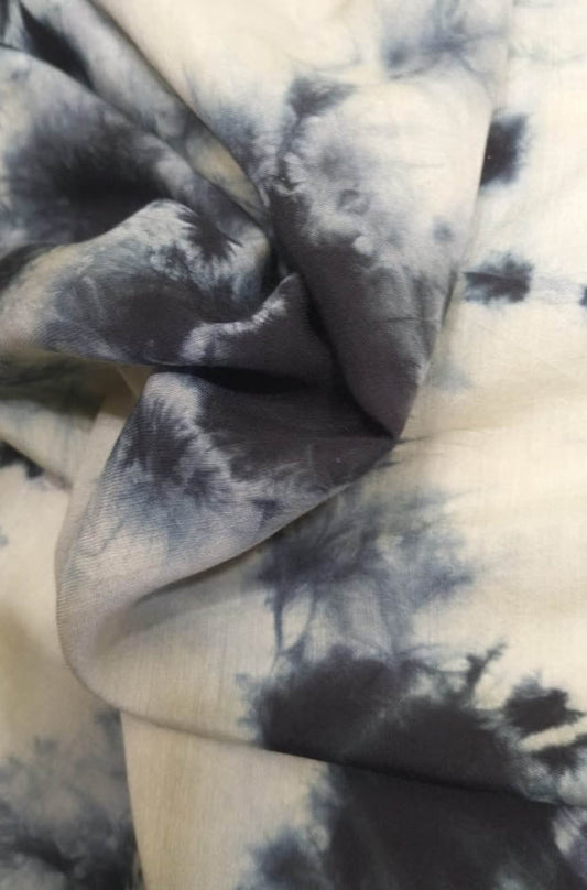 Off White Trendy Tie And Dye Muslin Fabric (  1 Mtr ) - Luxurion World