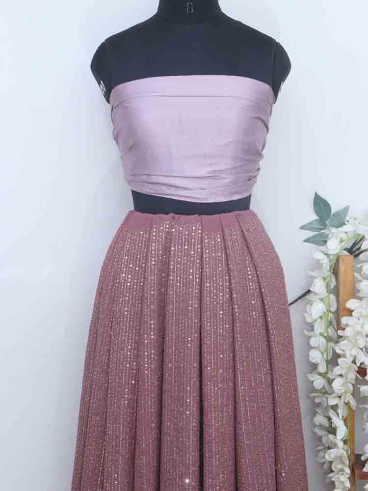 Onion Pink Trendy Georgette Unstitched Lehenga Fabric - Luxurion World