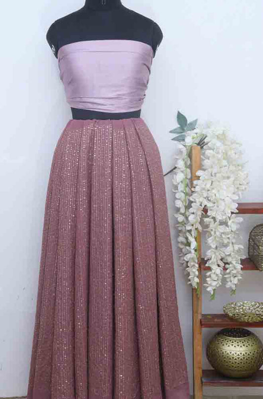 Onion Pink Trendy Georgette Unstitched Lehenga Fabric - Luxurion World