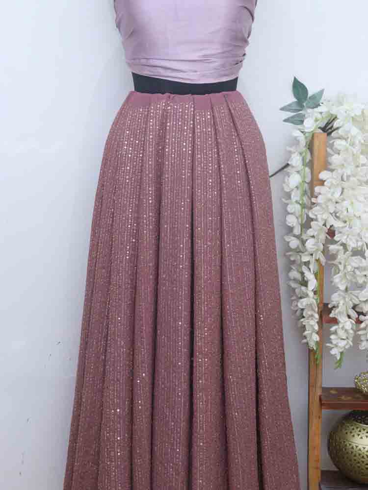 Onion Pink Trendy Georgette Unstitched Lehenga Fabric - Luxurion World