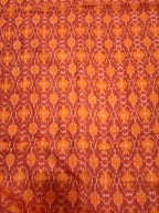 Orange And Maroon Ikat Cotton Silk Fabric (1 mtr) - Luxurion World