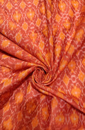 Orange And Maroon Ikat Cotton Silk Fabric (1 mtr) - Luxurion World