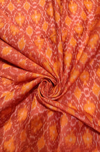 Orange And Maroon Ikat Cotton Silk Fabric (1 mtr) - Luxurion World
