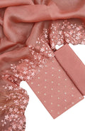 Orange Banarasi Moonga Silk Three Piece Unstitched Suit Set - Luxurion World