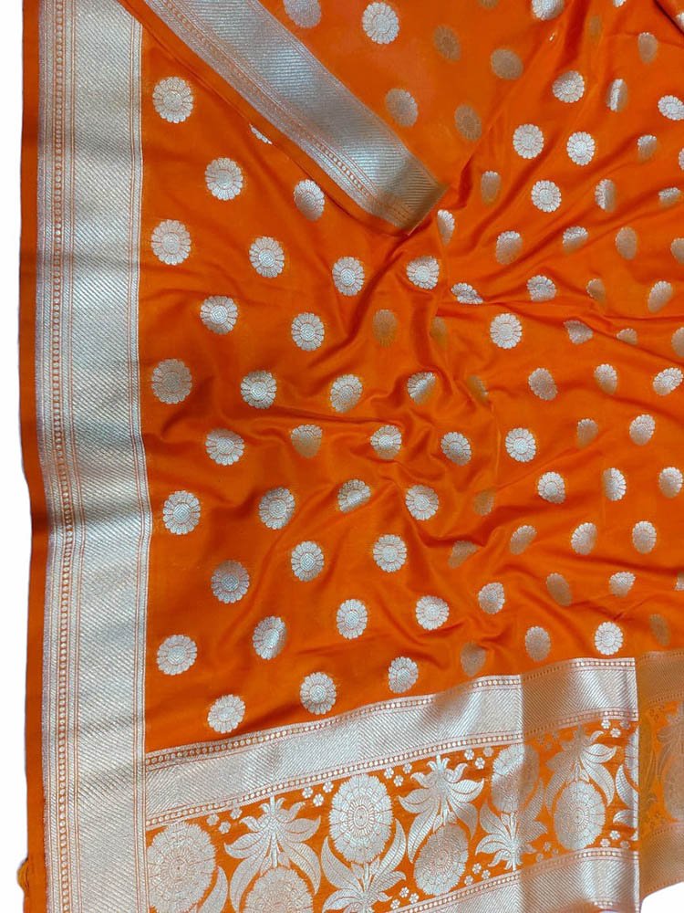Orange Banarasi Silk Dupatta - Luxurion World