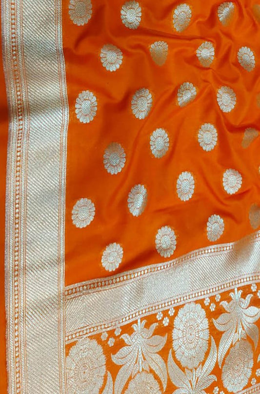 Orange Banarasi Silk Dupatta - Luxurion World