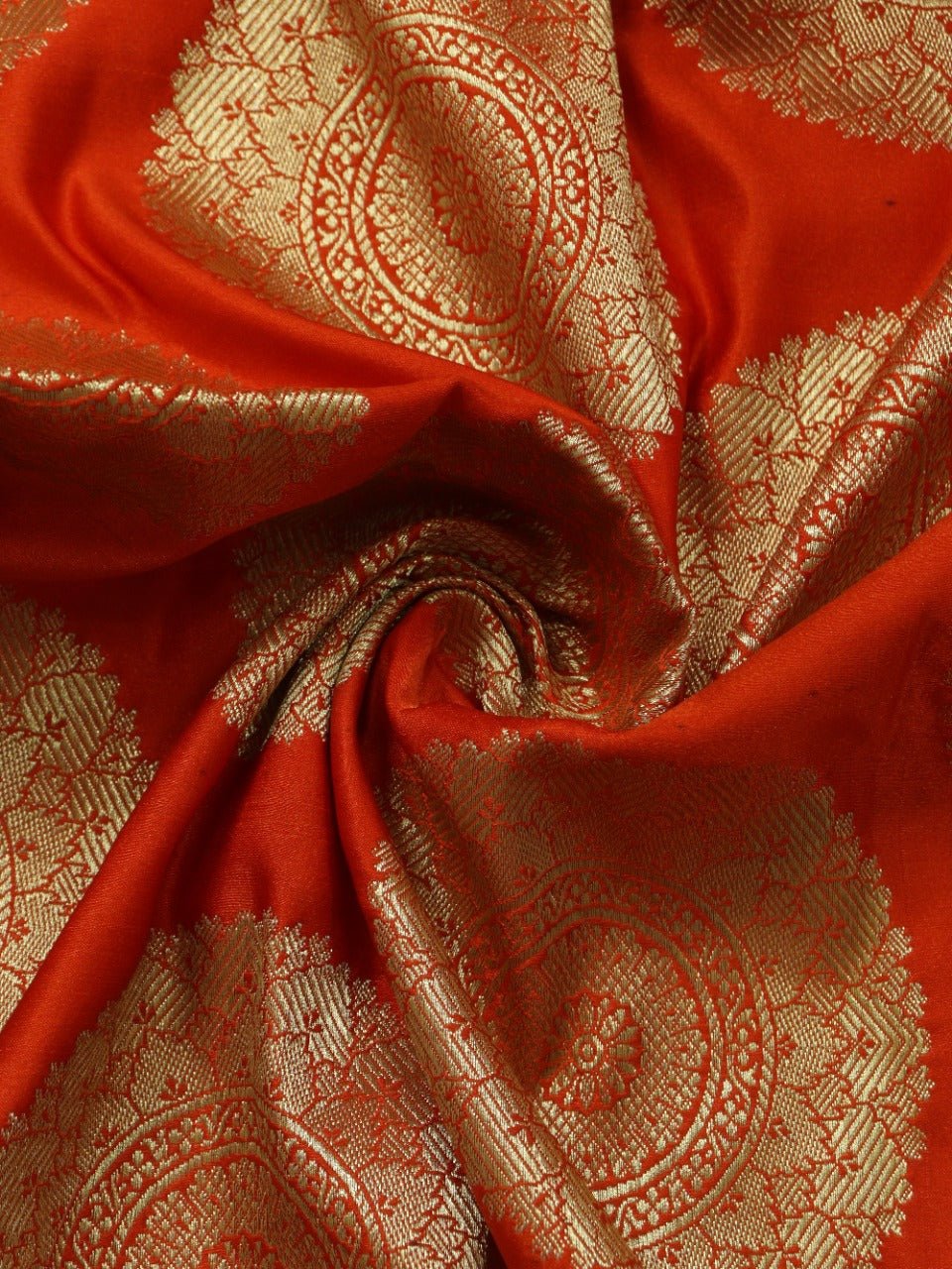 Orange Banarasi Silk Fabric ( 0.5 Mtr) - Luxurion World