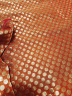 Orange Banarasi Silk Fabric ( 1 Mtr) - Luxurion World