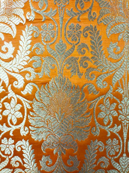 Orange Banarasi Silk Fabric ( 1 Mtr )