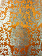 Orange Banarasi Silk Fabric ( 1 Mtr ) - Luxurion World