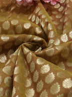 Orange Banarasi Silk Fabric (1Mtr) - Luxurion World
