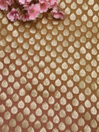 Orange Banarasi Silk Fabric (1Mtr) - Luxurion World