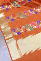 Stunning Orange Banarasi Silk Meenakari Dupatta - Festive Perfection - Luxurion World