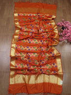 Stunning Orange Banarasi Silk Meenakari Dupatta - Festive Perfection - Luxurion World