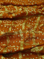 Orange Checks Bandhani Gajji Silk Gharchola Dupatta - Luxurion World