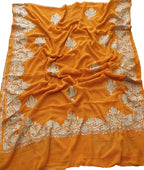 Orange Embroidered Kashmiri Aari Work Georgette Saree - Luxurion World