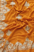 Orange Embroidered Kashmiri Aari Work Georgette Saree - Luxurion World