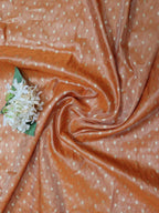 Orange Handloom Banarasi Tissue Silk Fabric (1 Mtr) - Luxurion World