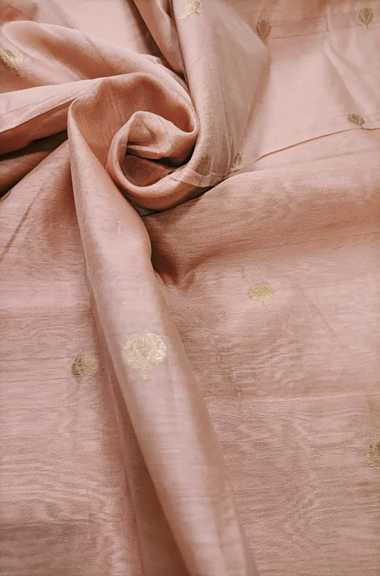 Soft Pink Chanderi Silk Fabric - 1 Mtr Length - Luxurion World