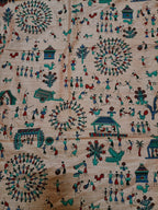 Orange Madhubani Cotton Fabric (1 Mtr) - Luxurion World