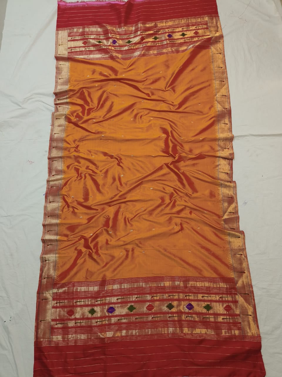 Orange Paithani Brocade Dupatta - Luxurion World