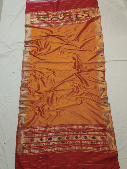Orange Paithani Brocade Dupatta - Luxurion World
