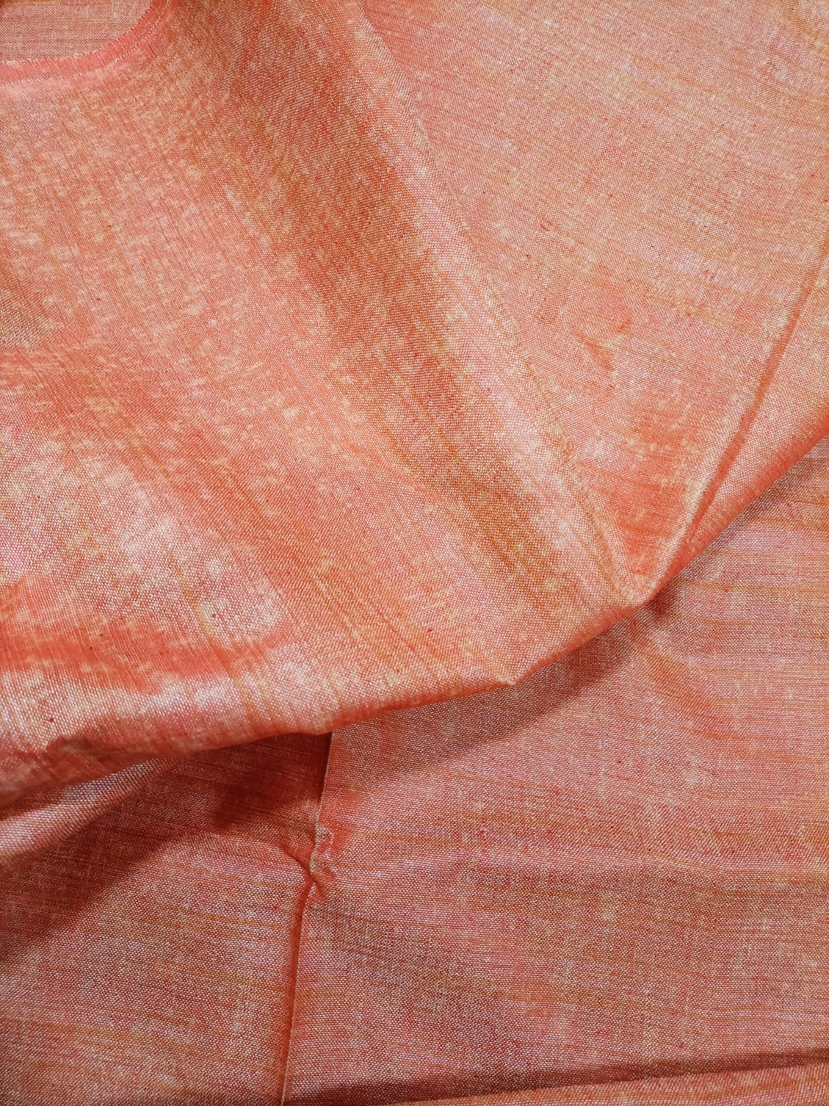 Orange Plain Tussar Silk Fabric ( 1 Mtr) - Luxurion World