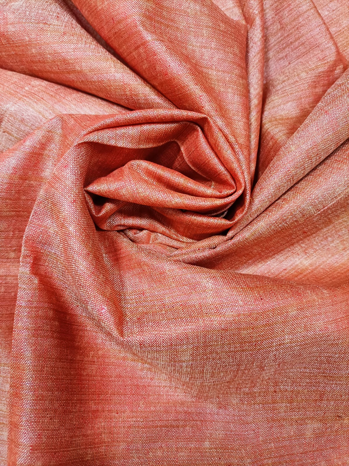 Orange Plain Tussar Silk Fabric ( 1 Mtr) - Luxurion World