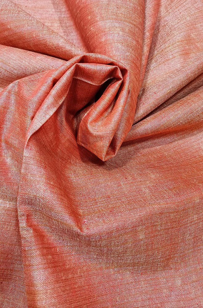 Orange Plain Tussar Silk Fabric ( 1 Mtr) - Luxurion World