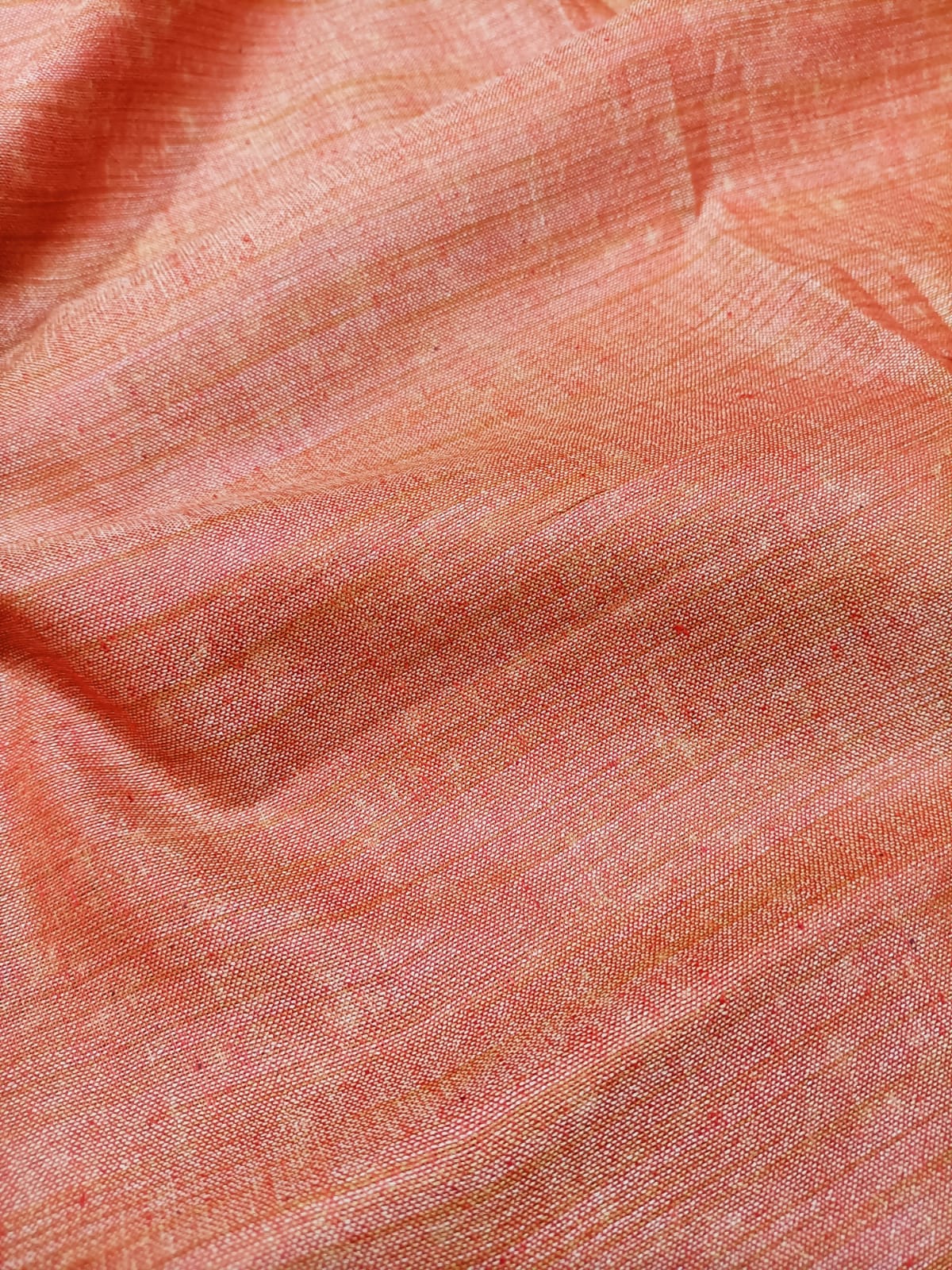 Orange Plain Tussar Silk Fabric ( 1 Mtr) - Luxurion World