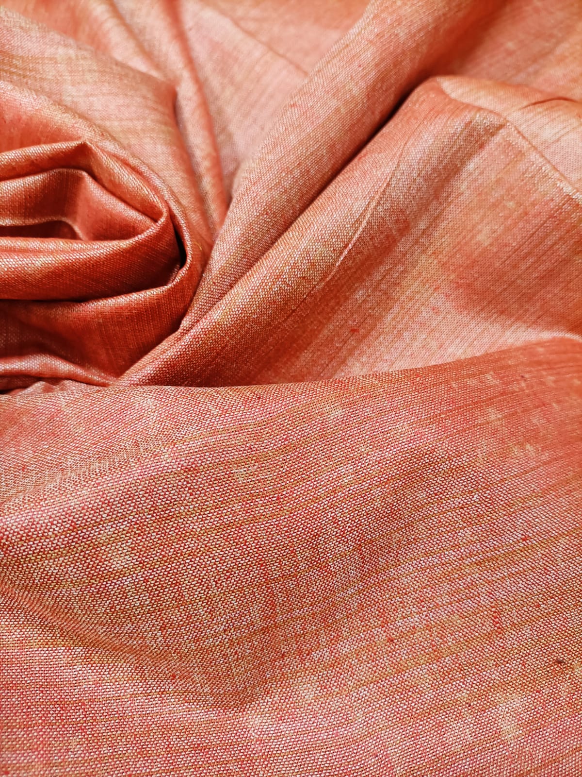 Orange Plain Tussar Silk Fabric ( 1 Mtr) - Luxurion World