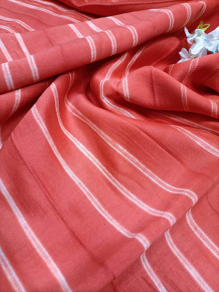 Orange Shibori Cotton Silk Fabric ( 1 Mtr )
