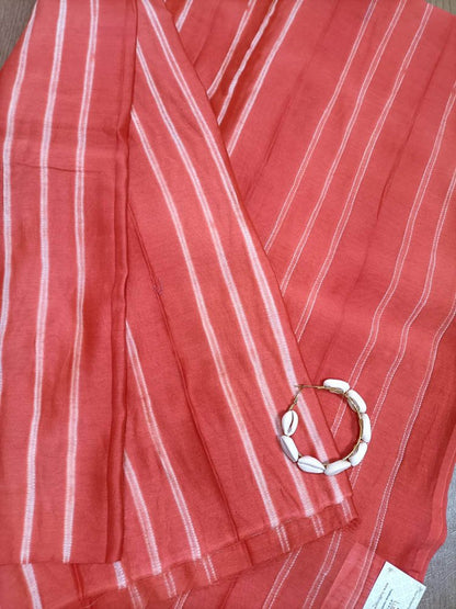 Orange Shibori Cotton Silk Fabric ( 1 Mtr ) - Luxurion World