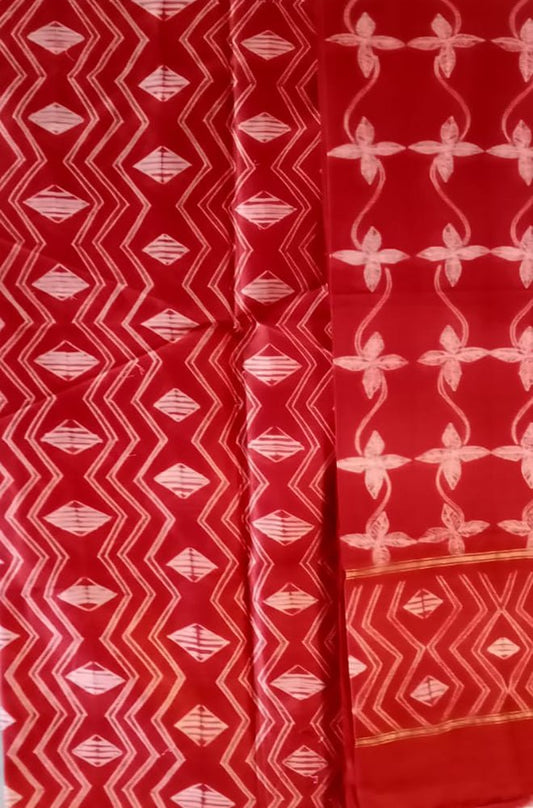 Orange Shibori Cotton Silk Two Piece Unstitched Suit Set - Luxurion World