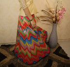 Panelled A Line Cut Multi Color Silk Skirt - Luxurion World