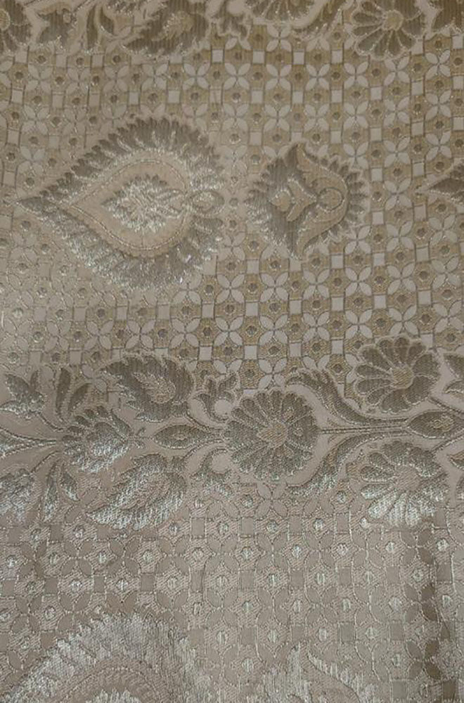 Pastel Banarasi Kimkhwab Silk Meenakari Fabric ( 1 Mtr ) - Luxurion World