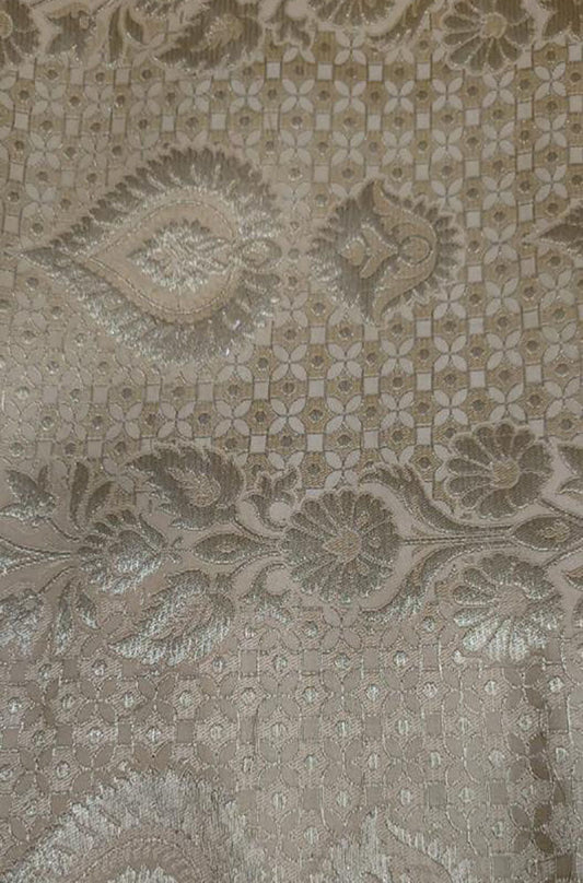 Pastel Banarasi Kimkhwab Silk Meenakari Fabric ( 1 Mtr ) - Luxurion World